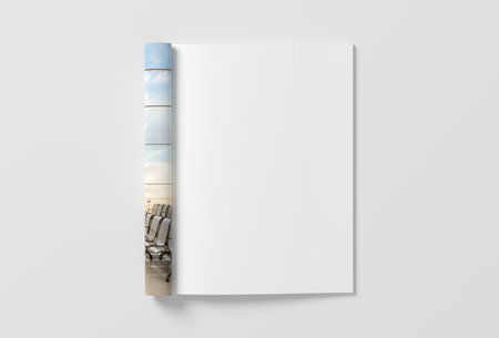 Magazine right-hand page mockup on white background. 3d illustrationの写真素材