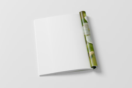 Magazine left-hand page mockup on white background. 3d illustrationの写真素材