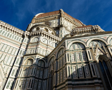 Dome of Duomo di Firenze - The Cathedral of Santa Maria del Fiore. Florence, Tuscany, Italyのeditorial素材