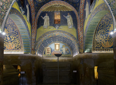 Interior mosaic in the Mausoleum of Galla Placidia. Ravenna, Italyのeditorial素材