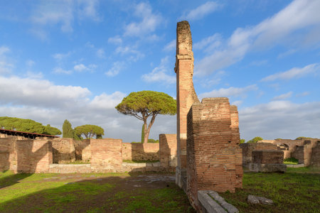 Ostia Antica. Ruins of ancient roman city and port. Rome, Latium, Italyのeditorial素材