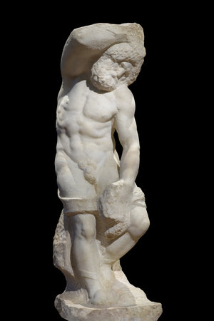 Bearded Slave - sculpture of Michelangelo. Part of the "unfinished" series of Prigioni intended for the Tomb of Julius II.のeditorial素材