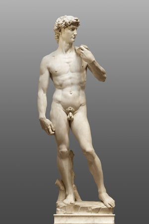 Statue of David isolated. Sculpture of biblical hero David by Michelangeloのeditorial素材
