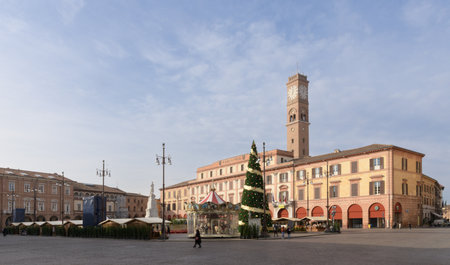 Piazza Aurelio Saffi, City Hall, province of Forli-Cesena, Region of Emilia-Romagna, Forli, Italyのeditorial素材