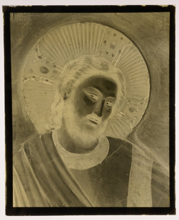 Large format glass negative with an image of Jesus Christのeditorial素材