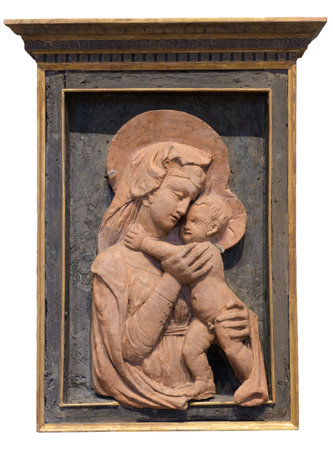 Madonna with Child by workshop of Donatello. Padova, Italyのeditorial素材