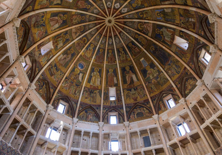The cupola of the Baptistery of Parma (Battistero di Parma). Painted ceiling. Parma, Italyのeditorial素材