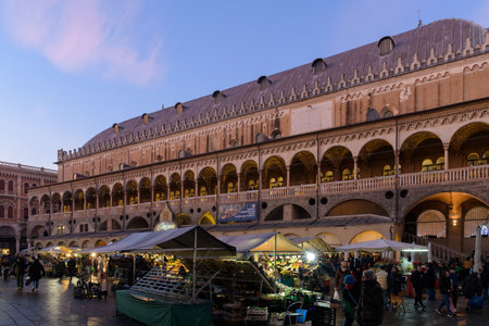 Palazzo della Ragione in Padua seen From Piazza delle Erbe, a medieval market and town hall and palace of justice. Padova, Italyのeditorial素材