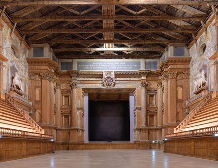 Farnese theatre (Teatro Farnese) - renaissance theatre in the Palazzo della Pilotta, Parma, Italyのeditorial素材