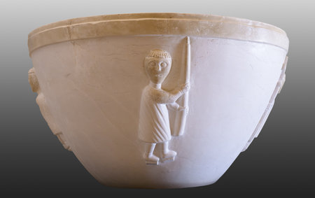 Romanesque baptismal font. Parma, Italyのeditorial素材