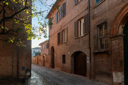 The streets in downtown of Ferrara, Emilia-Romagna, Italyのeditorial素材