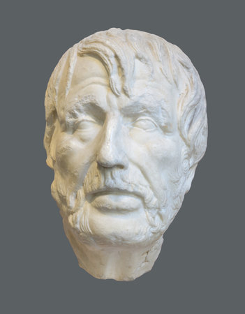 Pseudo-Seneca portrait, found in Rome, in a wall of the so-called House of Cola di Rienzo