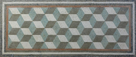 Mosaic with cubic prospective, first century BC, from the tablinum of a roman villaの写真素材