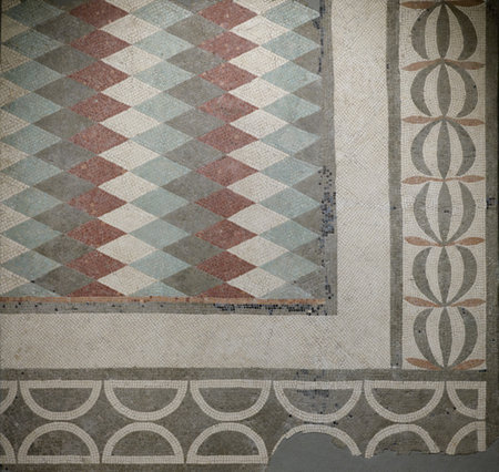 Roman mosaic with geometric motifs. Rome, Italy