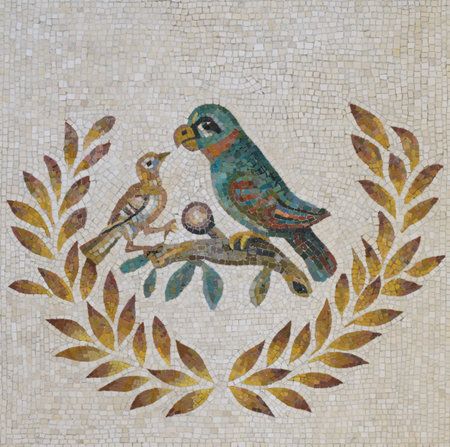 Ancient roman mosaic with birds. Vatican