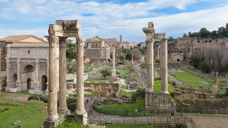 The Roman Forum (Forum Romanum or Foro Romano). Rome, Italyの写真素材
