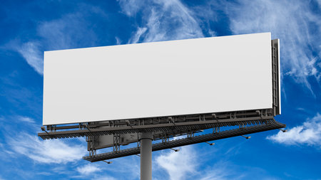 Mockup of a outdoor billboard against the sky. 3d illustrationの写真素材