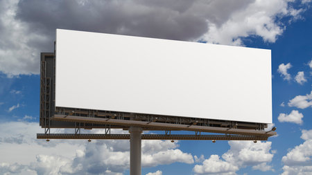 Mockup of a outdoor billboard against the sky. 3d illustrationの写真素材