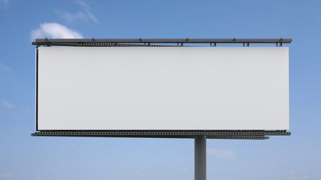 Mockup of a outdoor billboard against the sky. 3d illustrationの写真素材