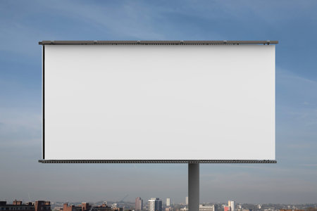Mockup of a outdoor billboard against the sky. 3d illustrationの写真素材