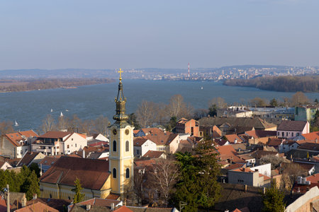 Belgrade and Danube River cityscape viewの写真素材