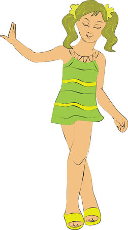 walking girl  in color 07のイラスト素材