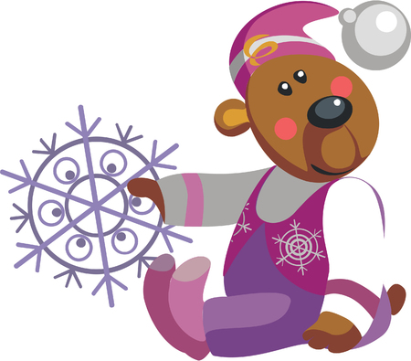 Vector. Bear with snowflake color 10のイラスト素材