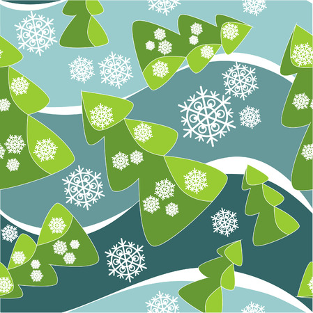 Vector. Seamless ornament with christmas tree  in color  38のイラスト素材