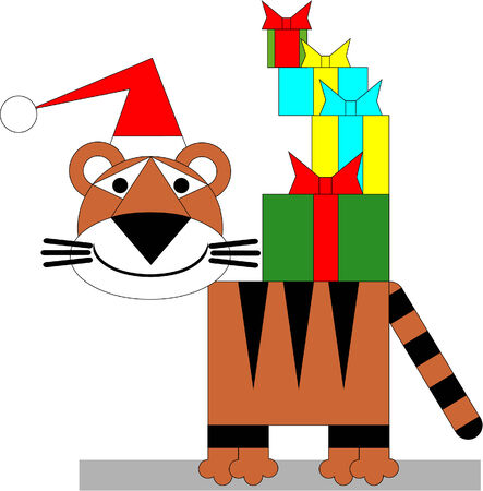 Tiger winter xmas color 03のイラスト素材