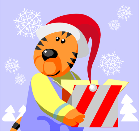 Vector. Tiger ready xmas color 05のイラスト素材