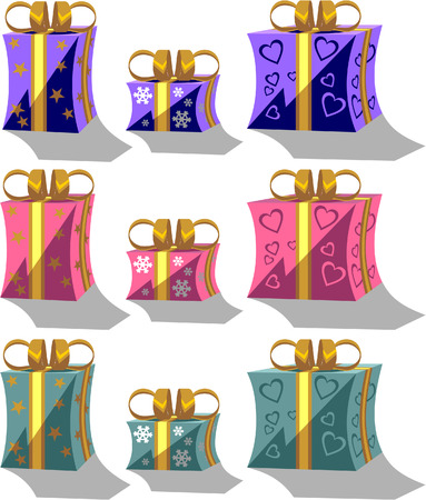 Vector. Holiday giftbox set in color 01のイラスト素材