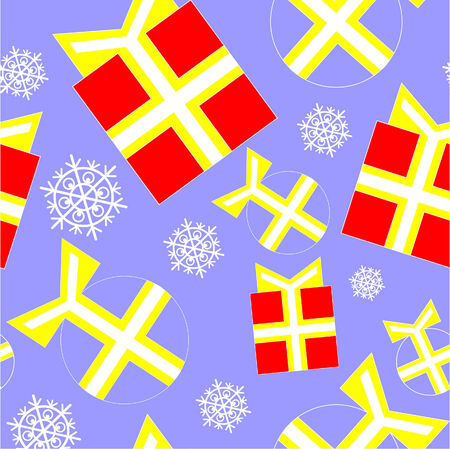 Seamless ornament with gift box set  in color  99のイラスト素材