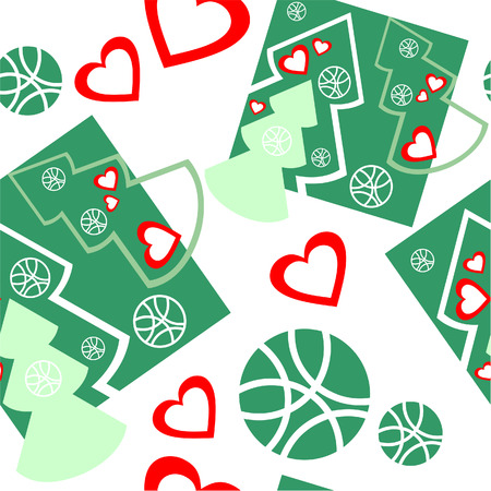 Seamless ornament with christmas tree in colorのイラスト素材