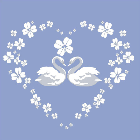 swan couple in color 02のイラスト素材