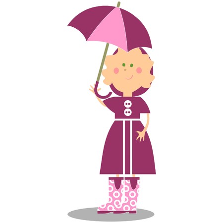  Girl walking with umbrella 17のイラスト素材