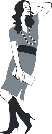 Vector. Girl silhouette in color 04のイラスト素材