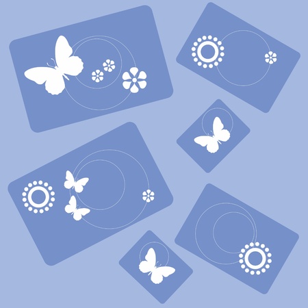 Butterfly and flowers rectangle design 001のイラスト素材