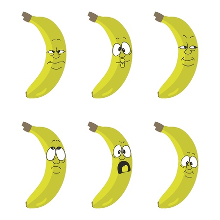 Vector Emotion cartoon yellow banana set のイラスト素材