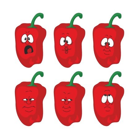 Vector  Emotion cartoon red pepper vegetables set のイラスト素材
