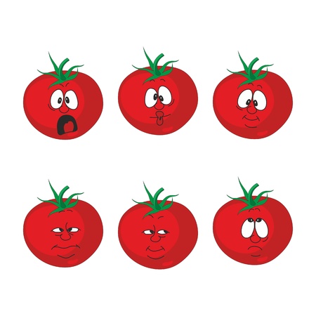 Vector  Emotion cartoon red tomato vegetables set のイラスト素材