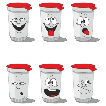 Set smiling plastic cupsのイラスト素材