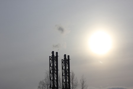 Winter smoke power plant in the city 30206の写真素材