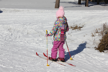 Young girl skiing on ski track 30342の写真素材
