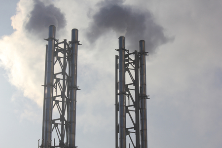 Smoking pipes of a gas power stationの写真素材