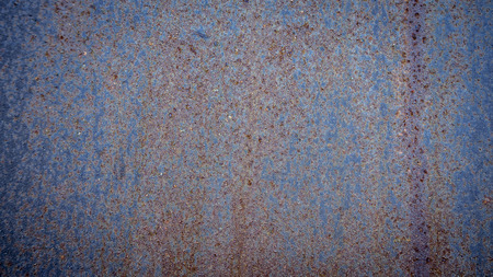 Old blue painted wall with rust texture. Grunge rusted metal background. Rust stains. rusty...
