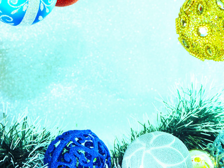 Fir tree decoration. New Year 2019. Light background. New Year mood, Christmas silver tree, Christmas tree toys. Lights, bokeh. festive. Merry Christmas Abstract Blurred Christmas Lights Background.の写真素材