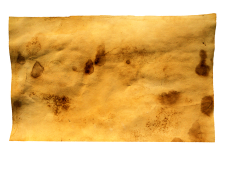 Grunge crumpled dirty beige paper sheet vintage background. Old brown paper texture with scratches. Abstract art For desktop wallpapers, banner. Copy space, text box. Dark rough textured spotted blankの写真素材