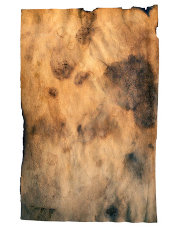 Grunge crumpled dirty beige paper sheet vintage background. Old brown paper texture with scratches. Abstract art For desktop wallpapers, banner. Copy space, text box. Dark rough textured spotted blankの写真素材