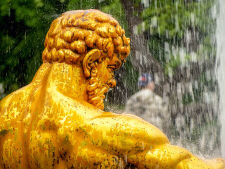 PETERHOF, SAINT-PETERSBURG, RUSSIA - MAI 26, 2019: Roman decoratedn foutains in Peterhof - the place with many golden palaces and gardensのeditorial素材