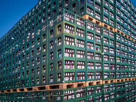 ESTONIA, TALLINN â AUGUST 18, 2019: Many packed cans of beer. Saku Ãlletehas beer factory (now fully owned by the Carlsberg Group) the oldest in Estonia.のeditorial素材